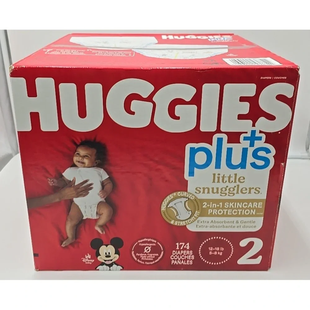 Huggies Little Snugglers Plus Diapers - White, 174 Count, Size 2